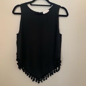 Eight Sixty Black Tassel Tank Top